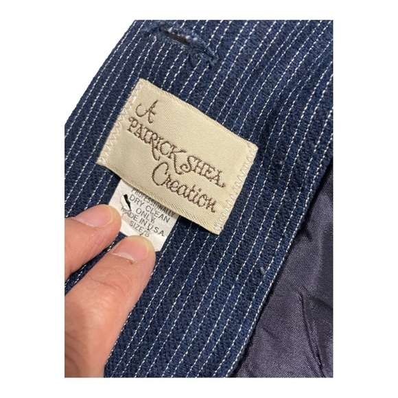 A Patrick Shea Creation Vintage Wool Lined Blue striped Suit size 8 - Picture 7 of 11